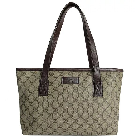 GUCCI GG SupremeShoulder Bag Tote Bag Beige / brown PVC/leather - Picture 1 of 12